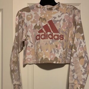Adidas Pink and Tan Camouflage Cropped Top,
Like New, Size XS